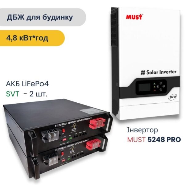 ДБЖ для квартири на 4,8 кВт*год - MUST + SVT - 5,2 кВт