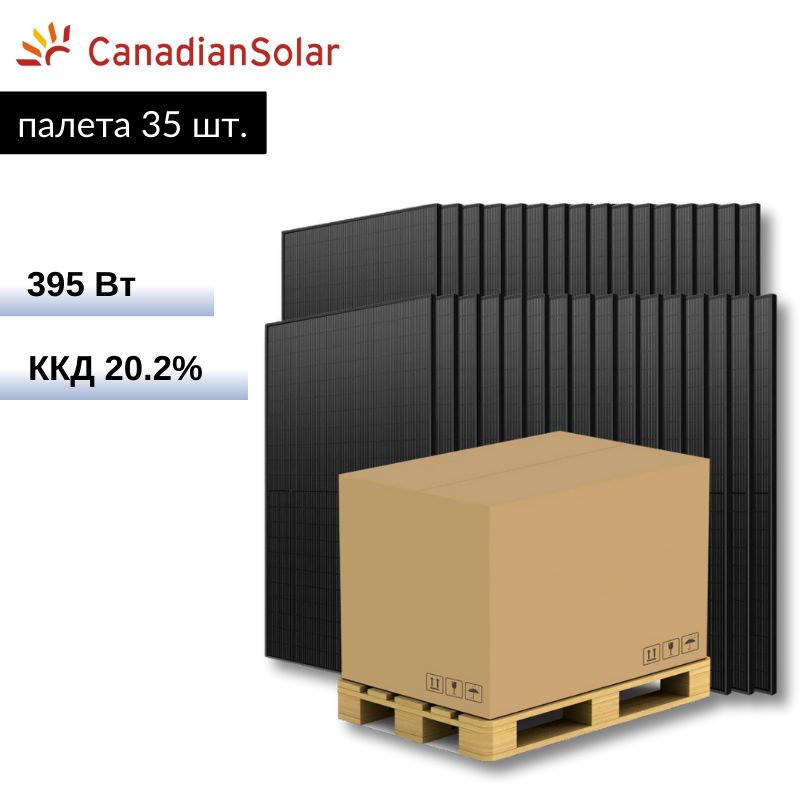 Сонячна панель PV модуль (палета 35 шт) Canadian Solar CS6R-395MS Full Black