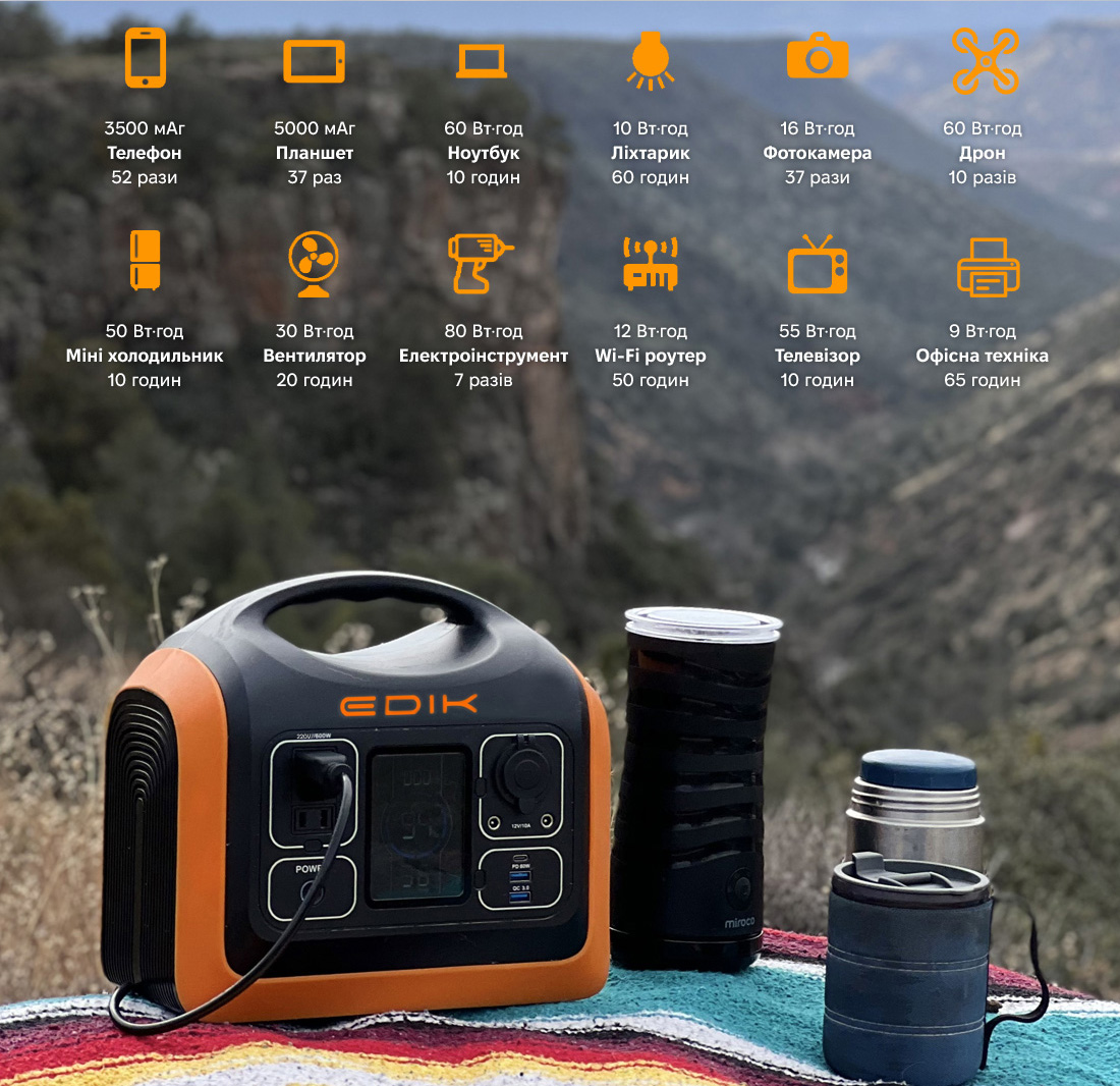 Портативна зарядна станція - EDIK 600W - 186 000 mAh