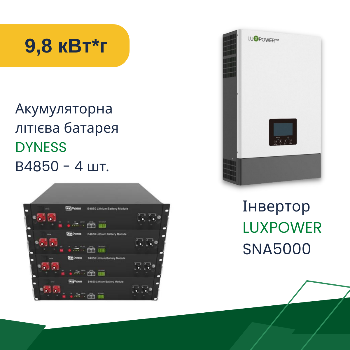 Комплект резервного живлення ДБЖ - 9,6 кВт*год - на LUXPOWER з Wifi - Для будинку 5 кВт
