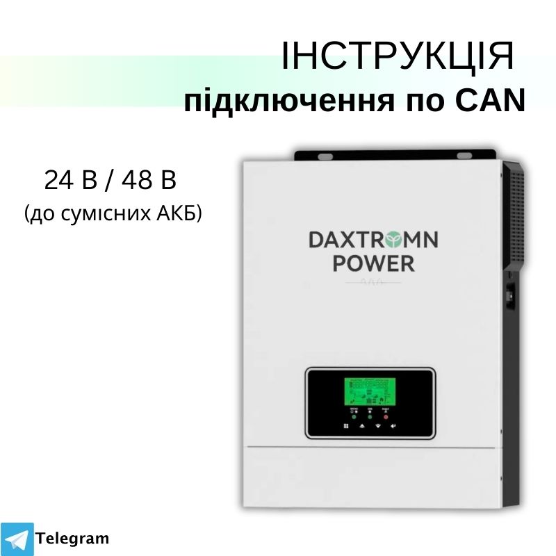 Покрокова інструкція по налаштуванню інверторів DAXTROMN/Anern (24 та 48В) по СAN до сумісних АКБ